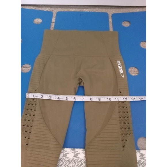 GYMSHARK Energy Seamless‎ Leggings Womens Size Small Olive Green High Rise - Picture 15 of 16